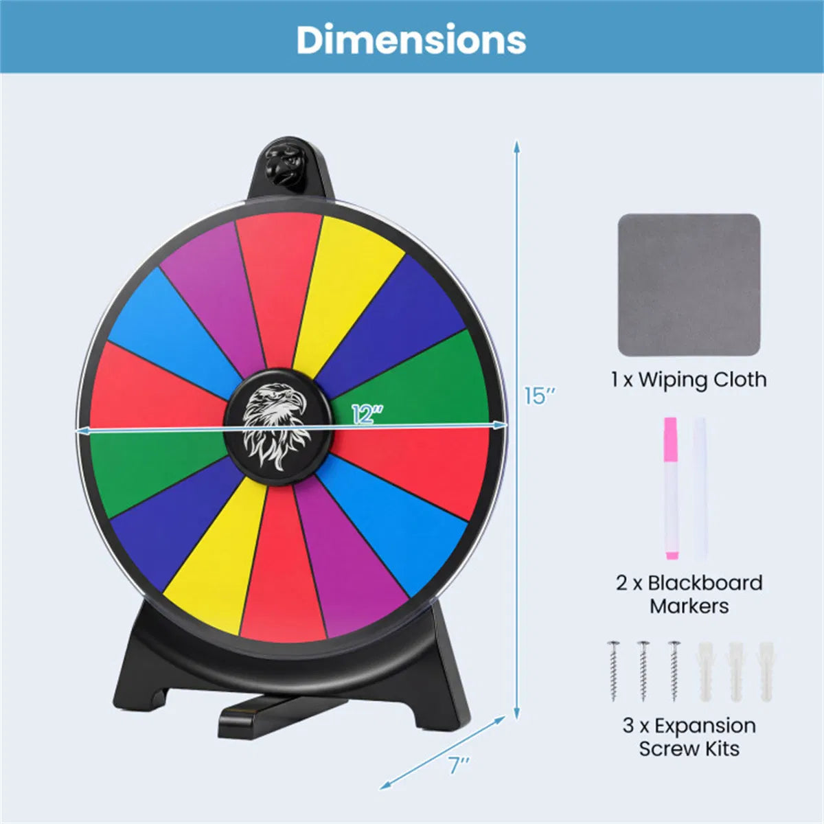14 Slot Customizable Spinning Prize Wheel with Foldable Stand Rewritable - Image 3