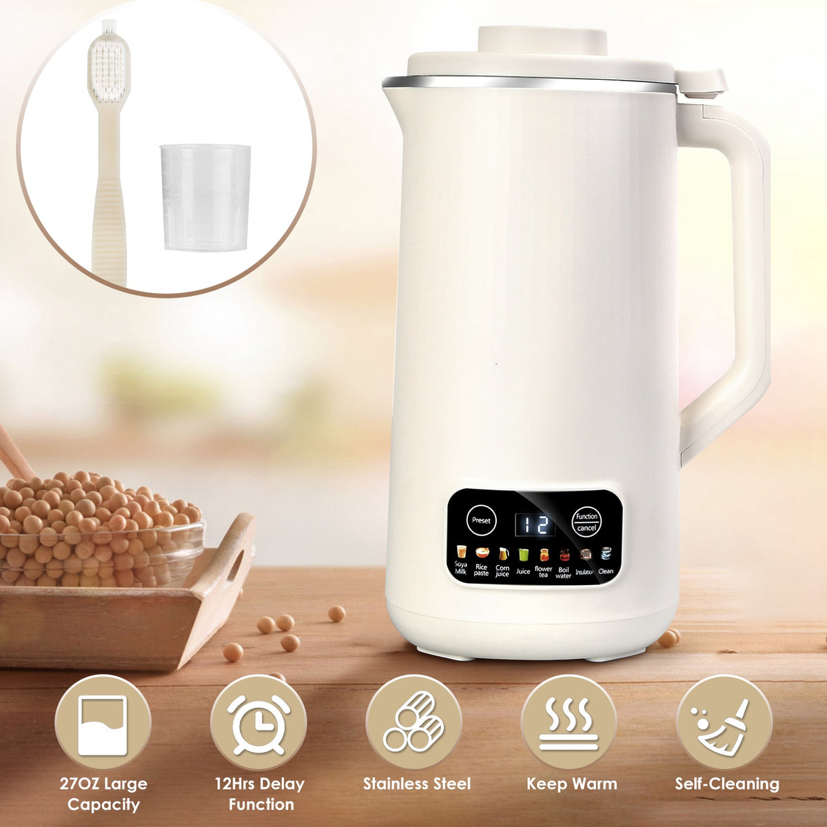 1Pc 27OZ Nut Milk Maker With 12Hours Delay Function Self Cleaning Keep Warm - Image 5