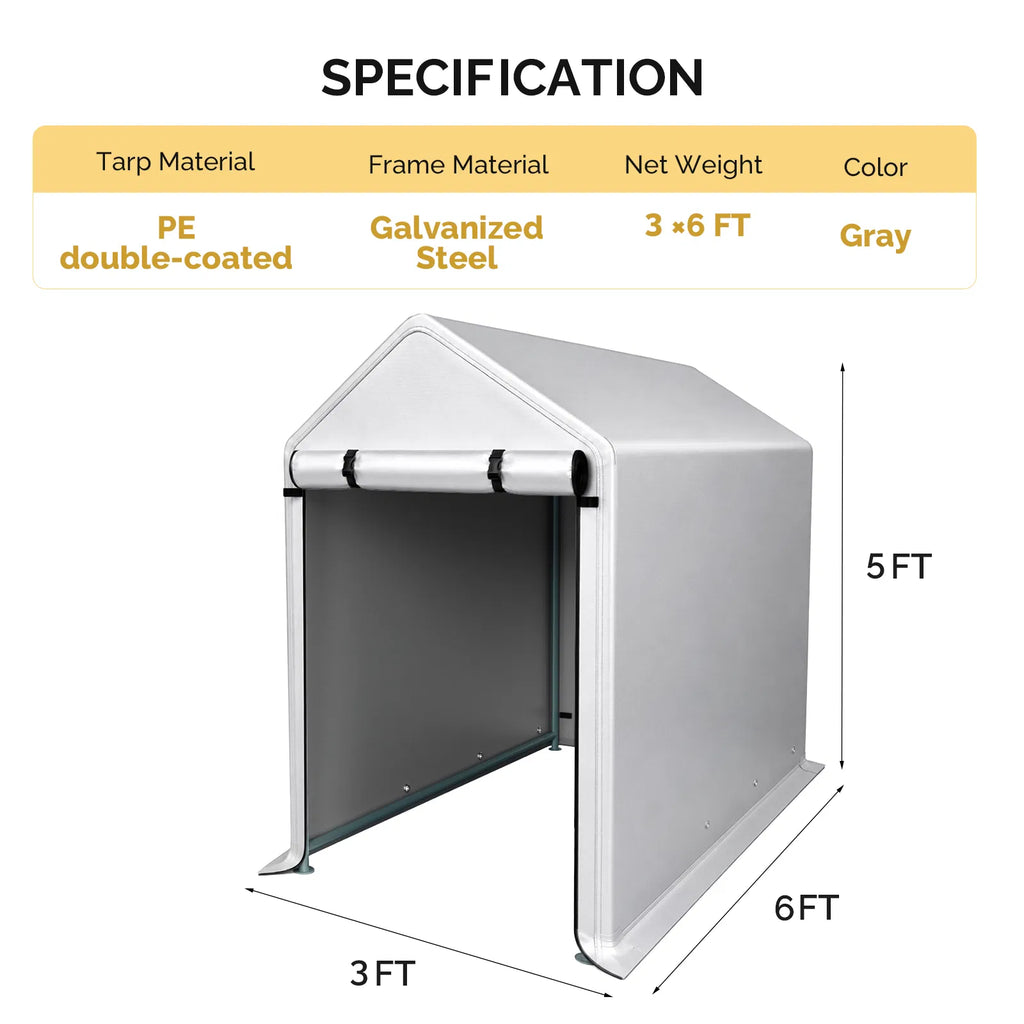 3x6 FT Storage Shed Heavy Duty Bike Tent