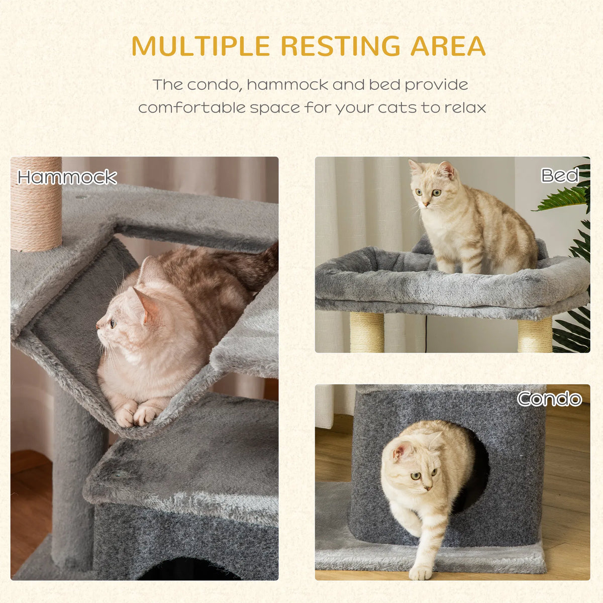 39.25'' Cat Tree Tower Multi Level Kitten House with Scratching Post Condo - Image 4