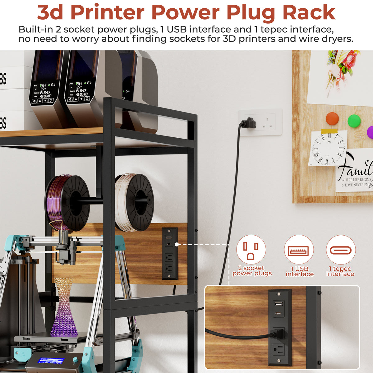 3D Printer Stand With Filament Storage Heavy Duty Metal Frame T Type Filament - Image 5