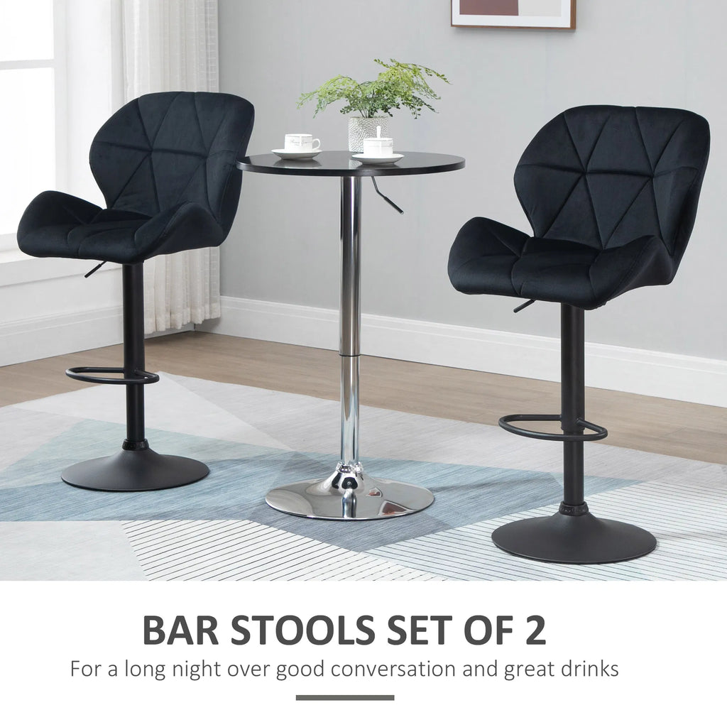 Bar Stool Set of 2 Fabric Adjustable Height Armless Upholstered Counter Chairs