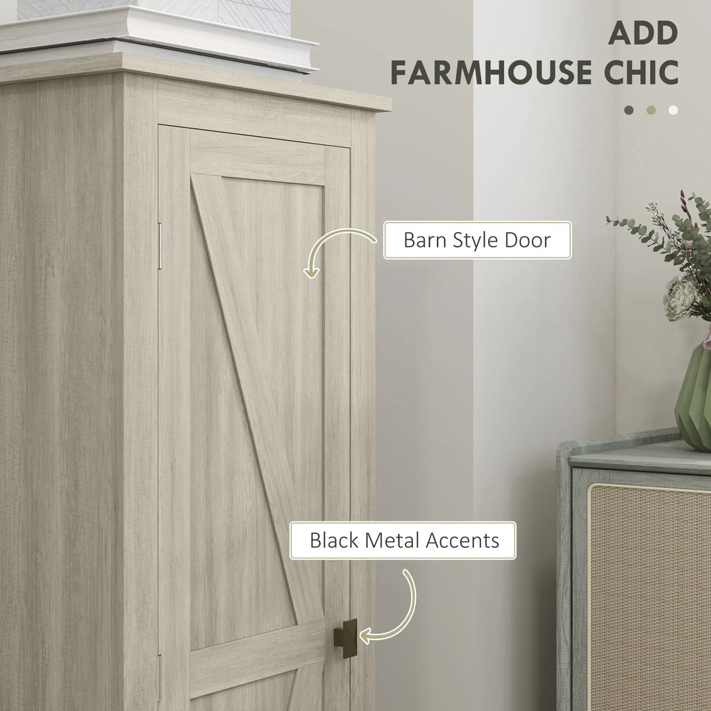 48" Kitchen Pantry Storage Cabinet w/ Barn Door Kitchen Pantry Cabinet w/