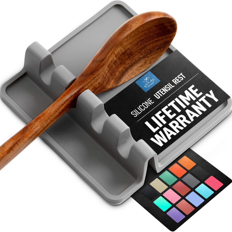 Zulay Kitchen Multi Utensil Silicone Spoon Rest Heat Resistant Stovetop Drip - Image 2