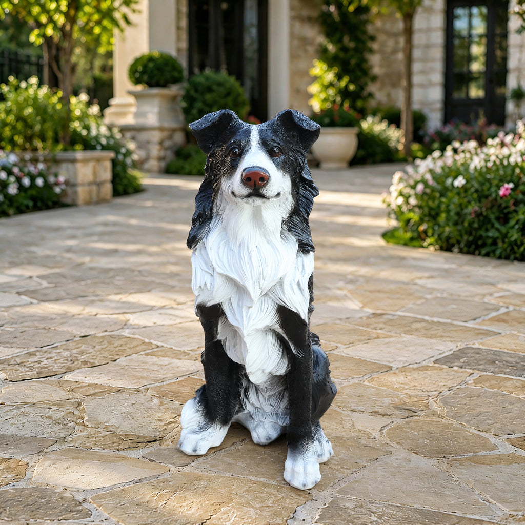 Outdoor Garden Border Collie Dog Statue Greeter Dog Welcome Sign Garden Decor - Image 3
