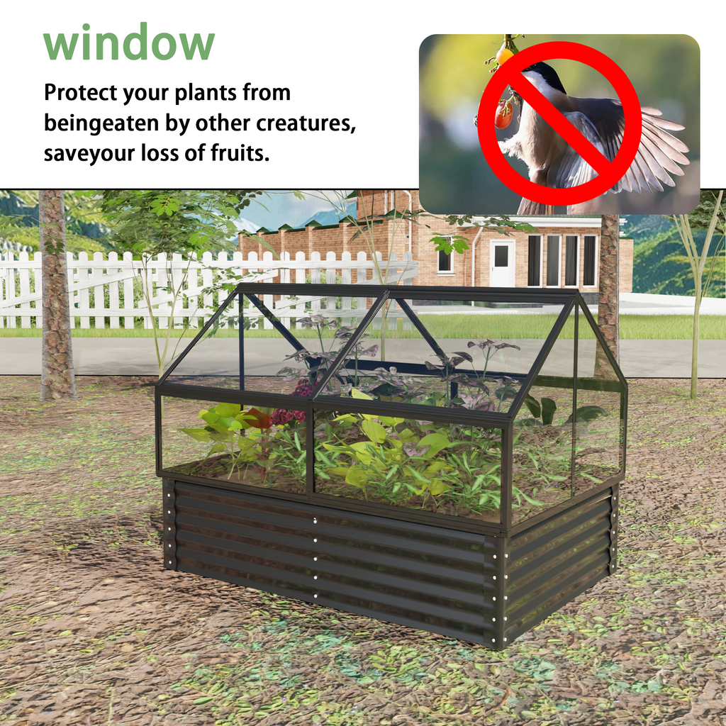Large Greenhouse with Raised Garden Bed