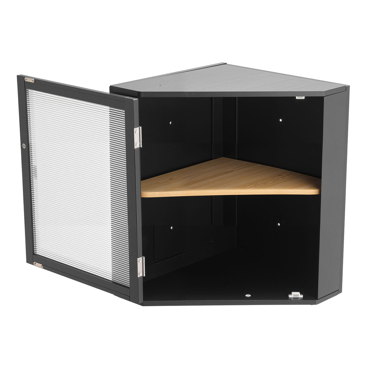 Corner Bread Box For Kitchen Counter Double Layer Bamboo Storage Container Black
