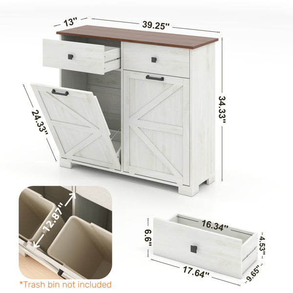 Farmhouse Double Tilt Out Trash Cabinet For 20 Gallon Cans Free Standing - Image 6