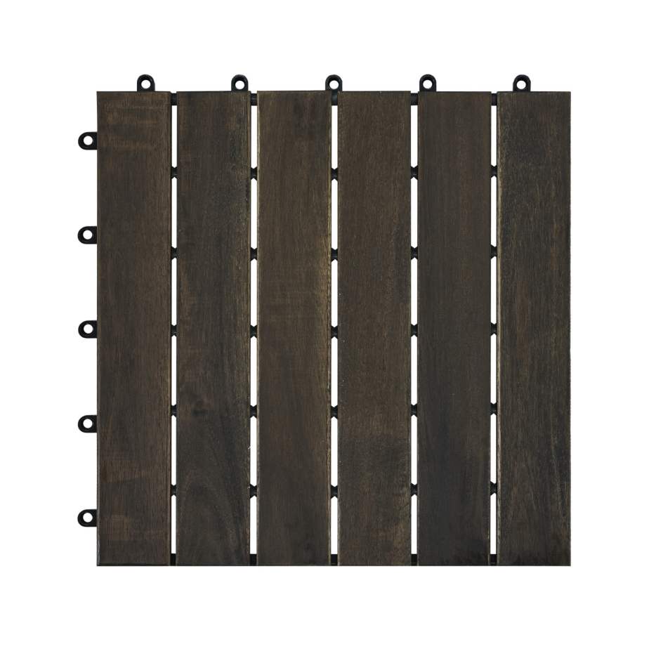 30 PCS Interlocking Deck Tiles Striped Pattern 12inch X 12inch Dark Brown - Image 3