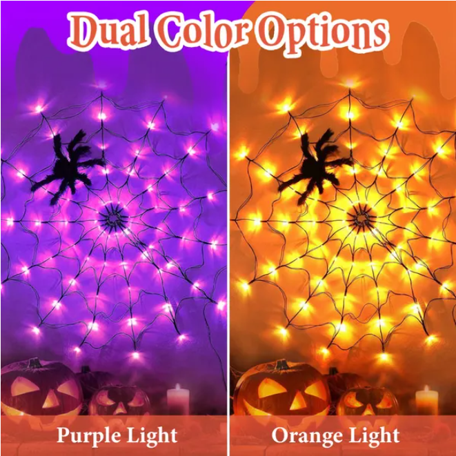1Pc 3.28FT Spider Web Light With Hairy Spider - Image 3