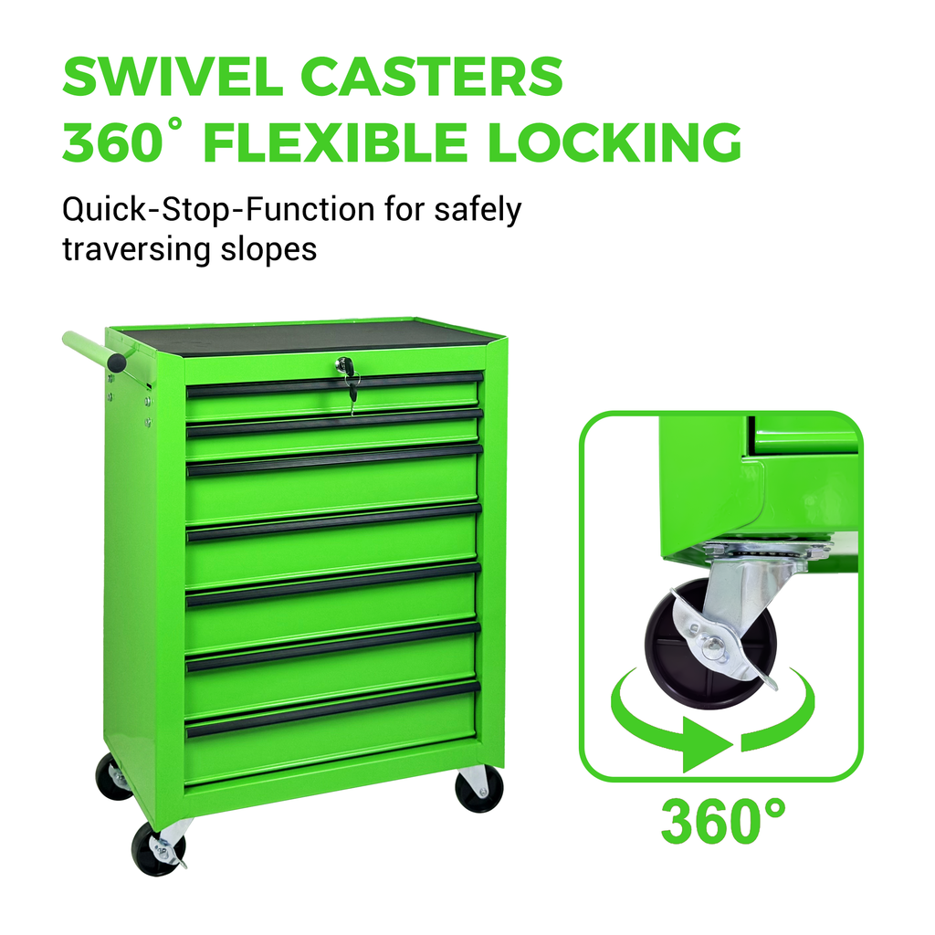 7 Drawer Rolling Tool Storage Cabinet With Detachable Top Tool Box Universal - Image 5