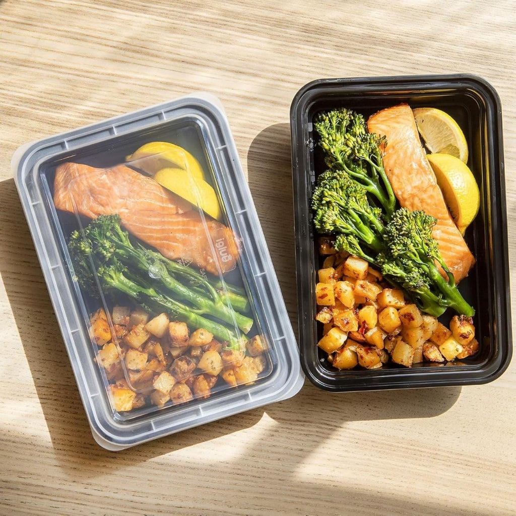 Reusable Food Storage Containers Compartment 28 Oz Meal Prep - Angle and Detail View