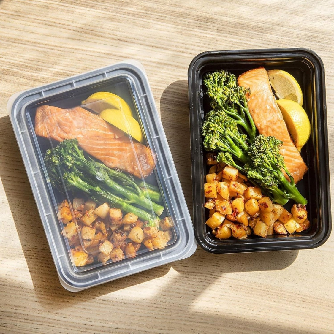 Reusable Food Storage Containers Compartment 28 Oz Meal Prep - Angle and Detail View