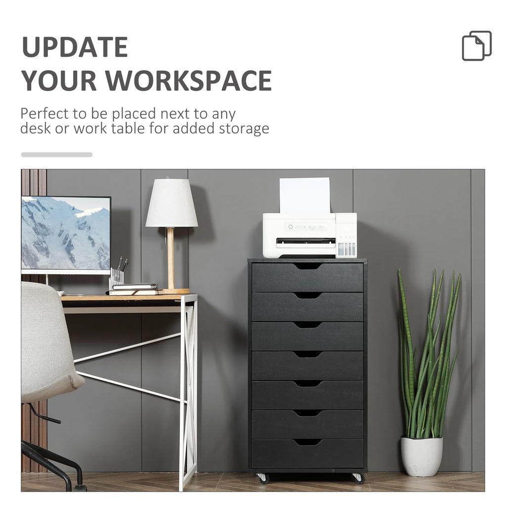 7 drawer Vertical File Cabinet for Home Office Storage Cabinet with Wheels