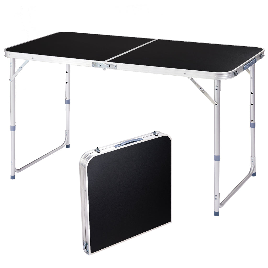 4-Foot Black Aluminum Folding Table
