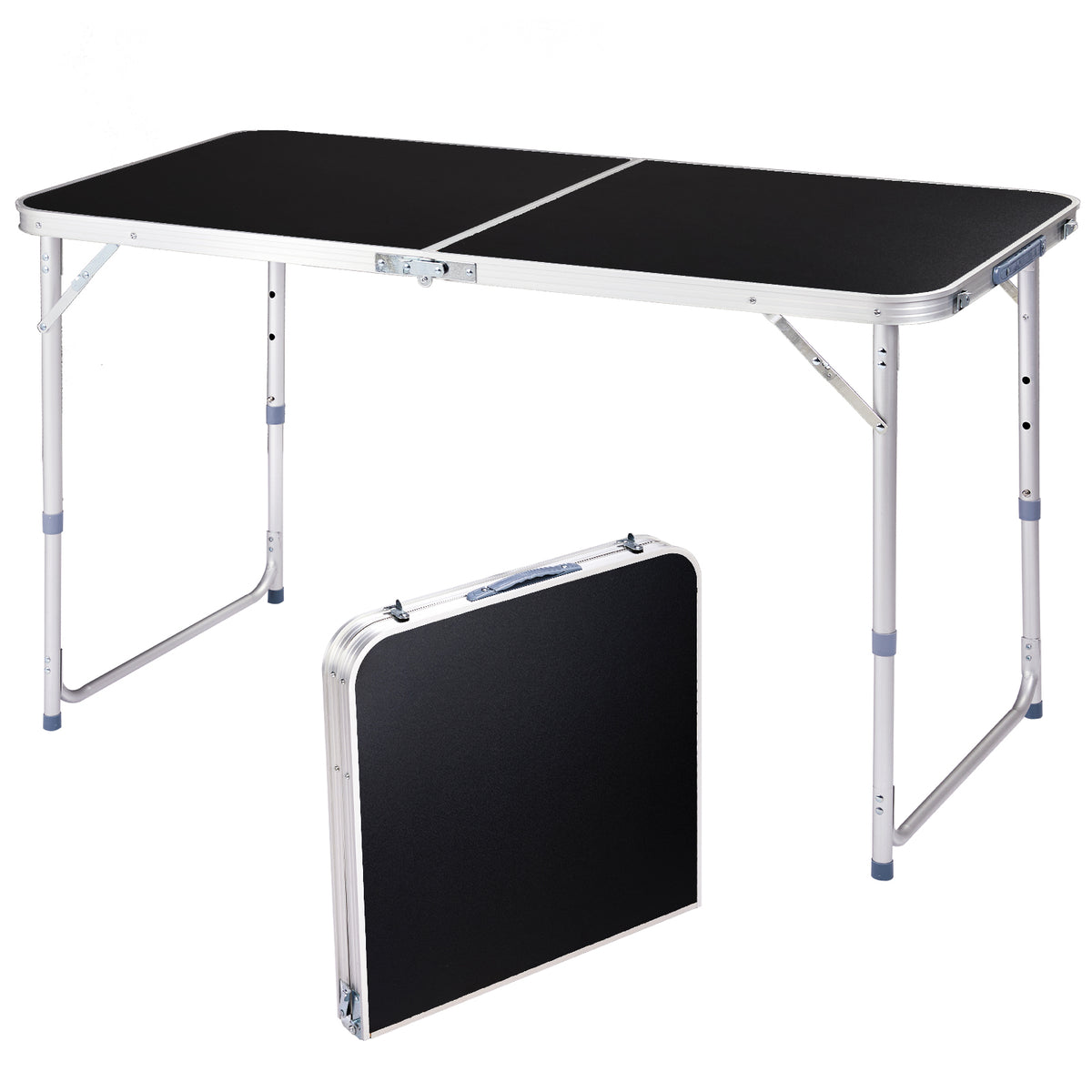 4-Foot Black Aluminum Folding Table