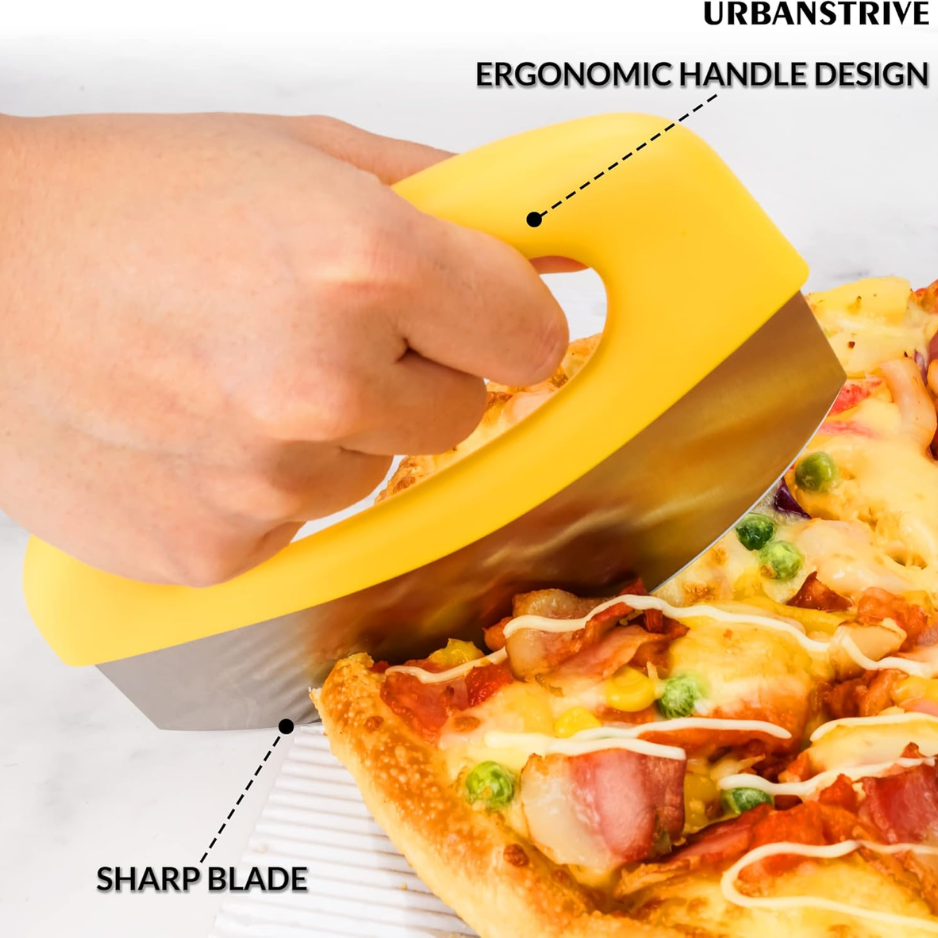 Heavy Duty Stainless Steel Pizza Cutter Rocker With Protective Blade Cover - Image 5