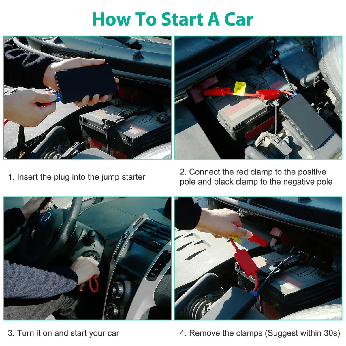 400A Peak Car Jump Starter 20000mAh For Up to 2.0L Gas Vehicles Portable USB - Image 4
