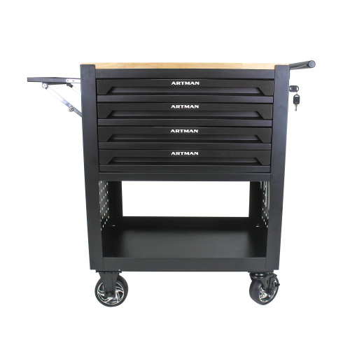 Black Four-Drawer Multifunctional Tool Cart
