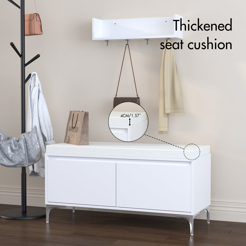 White Entryway Shelf And Shoe Storage Bench