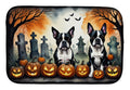 Boston Terrier Spooky Halloween Dish Drying Mat Absorbent Dish Drying Mat Pad