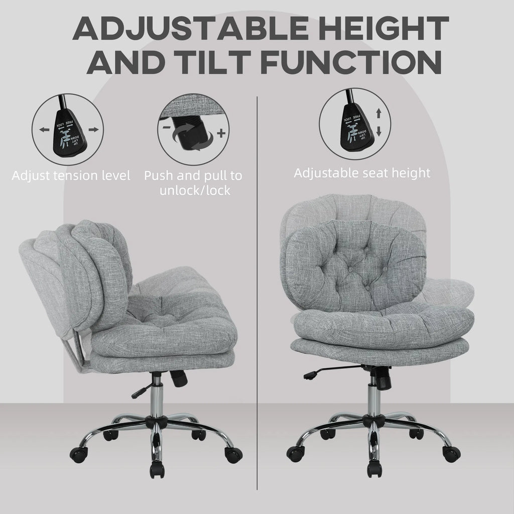 Computer Desk Chair Armless Office Chair with Wide Padded Seat and Adjustable - Image 2