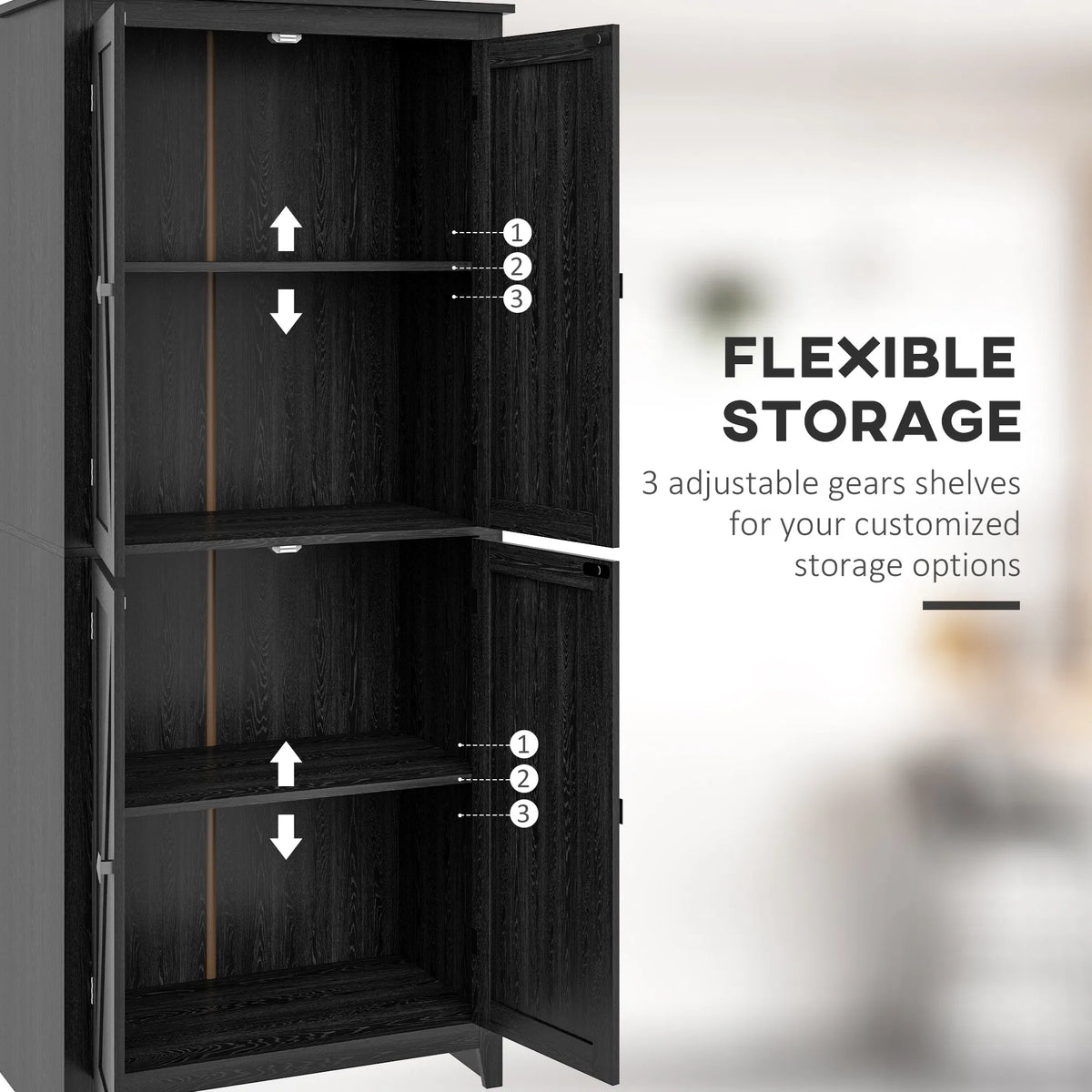 72" Freestanding Storage Cabinet Kitchen Pantry Cabinet with Doors and Shelves - Image 2