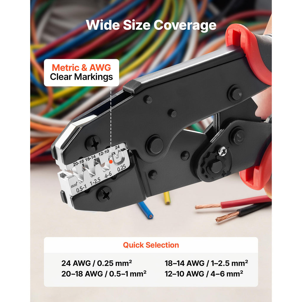 Crimping Tool 24 10 AWG Ratcheting Wire Crimper Tool Labor Saving Electrical - Image 5