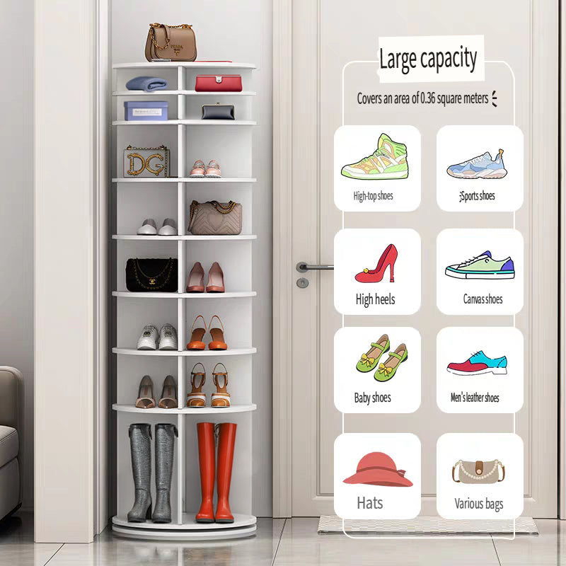 8-Tier Rotating Shoe Rack Tower 360 Degree Spinning Organizer - Structured Material Texture and Edges