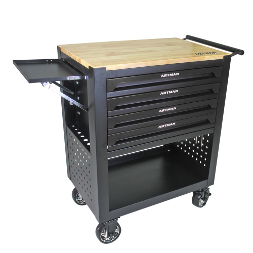 Black Four-Drawer Multifunctional Tool Cart