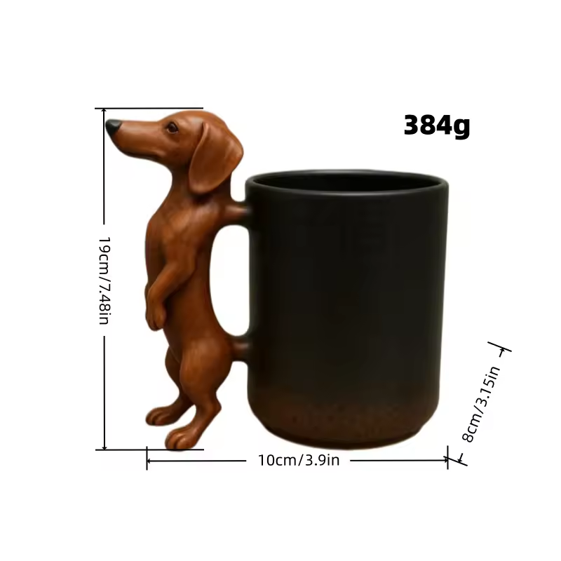 3D Handmade Dachshund Mug Creative 3D Animal Shape Ceramic Mug 11 Oz Unique - Image 4