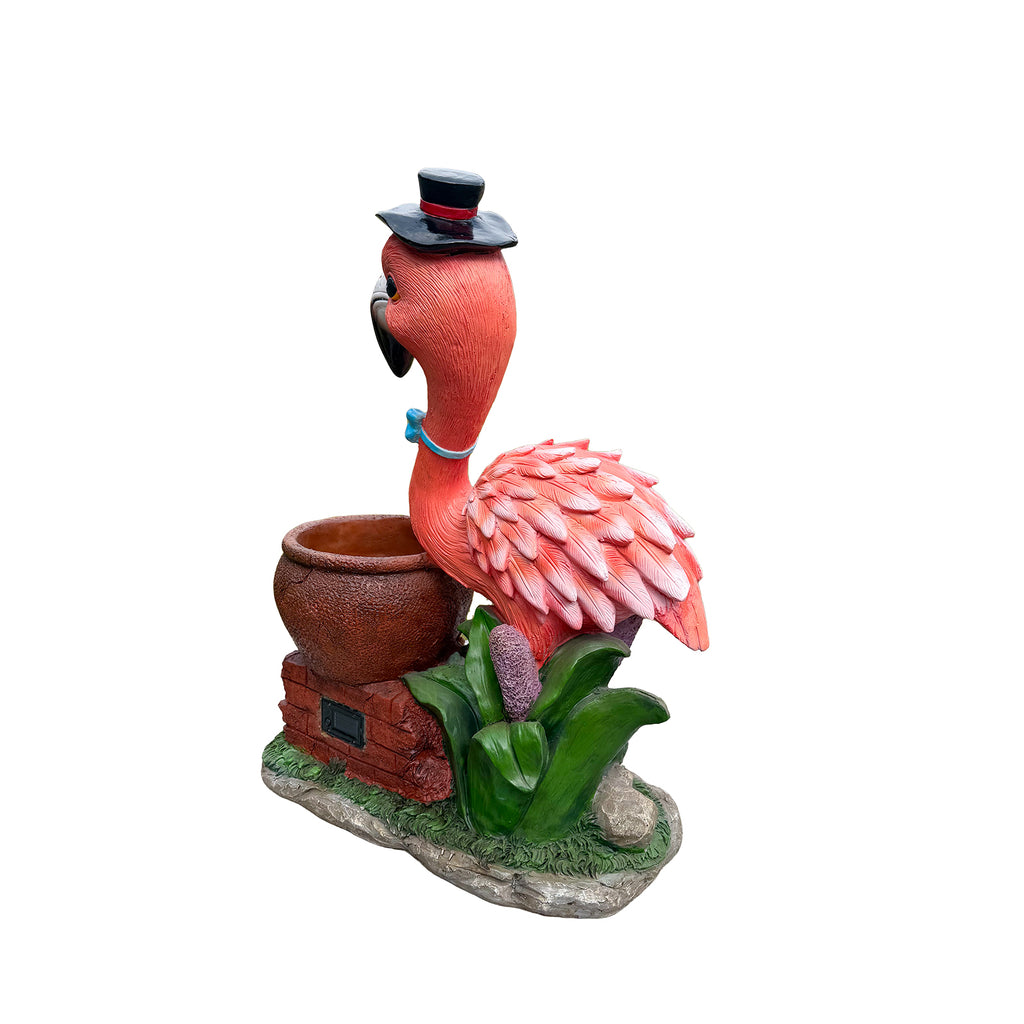 Outdoor Garden Sculpture Flamingo Flower Pot Planter Unique Yard Statue - Image 2