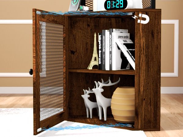 Corner Shelf With Doors 65 Cabinet Shelves Wine Glass Rack 6 Tier Bookshelf - Image 7