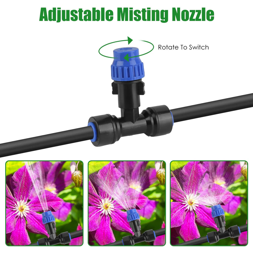 Upgraded Drip Irrigation System Kit 75FT Adjustable Misting Nozzles & - Image 5