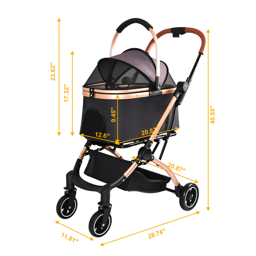 Pet Stroller for Dogs and Cats 2 in 1 Detachable Foldable 4 Wheels Pet - Image 3