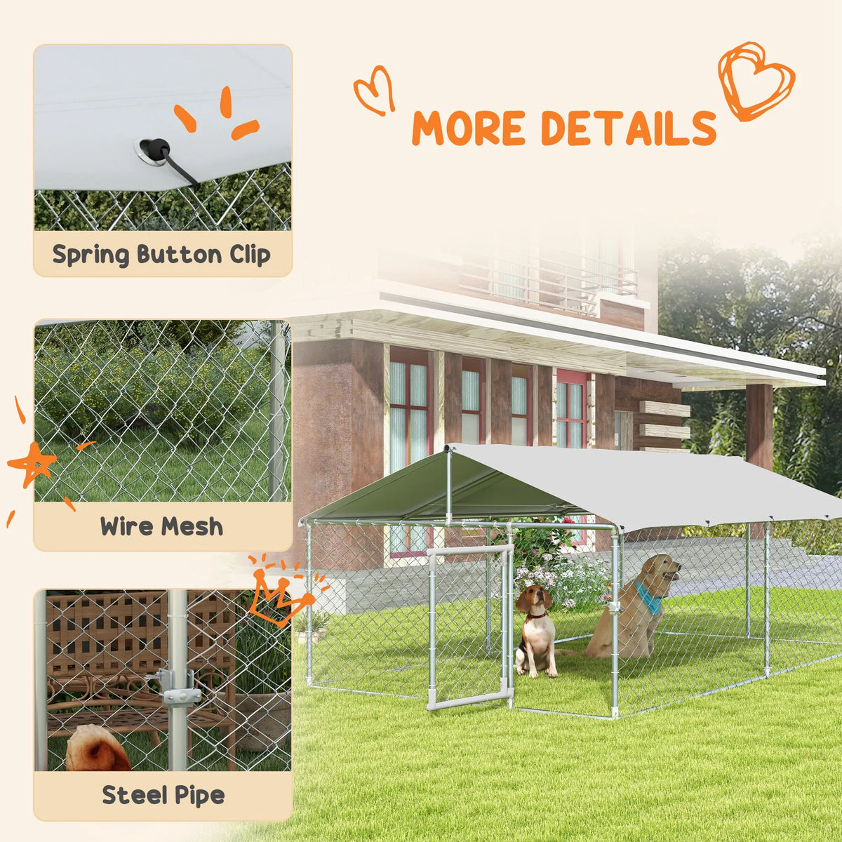 13.1' x 7.5' x 4.9' Outdoor Dog Kennel Dog Run with Waterproof UV Resistant - Image 3