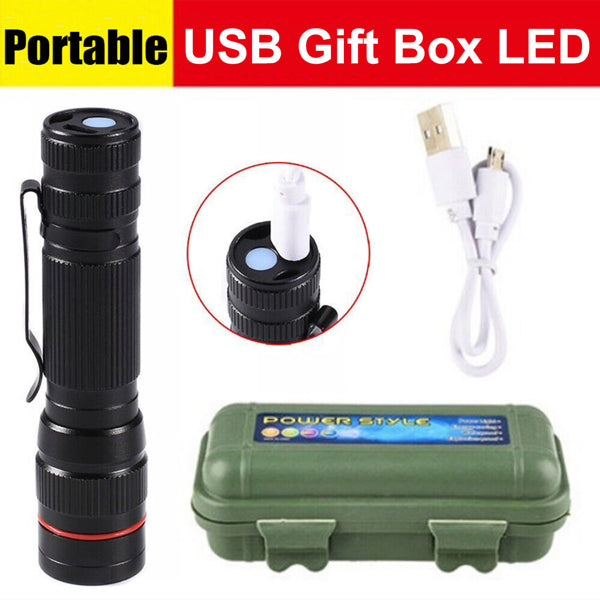 2 Pack USB Rechargeable LED Flashlight Adjustable Focus 3 Modes Outdoor Mini - Image 2
