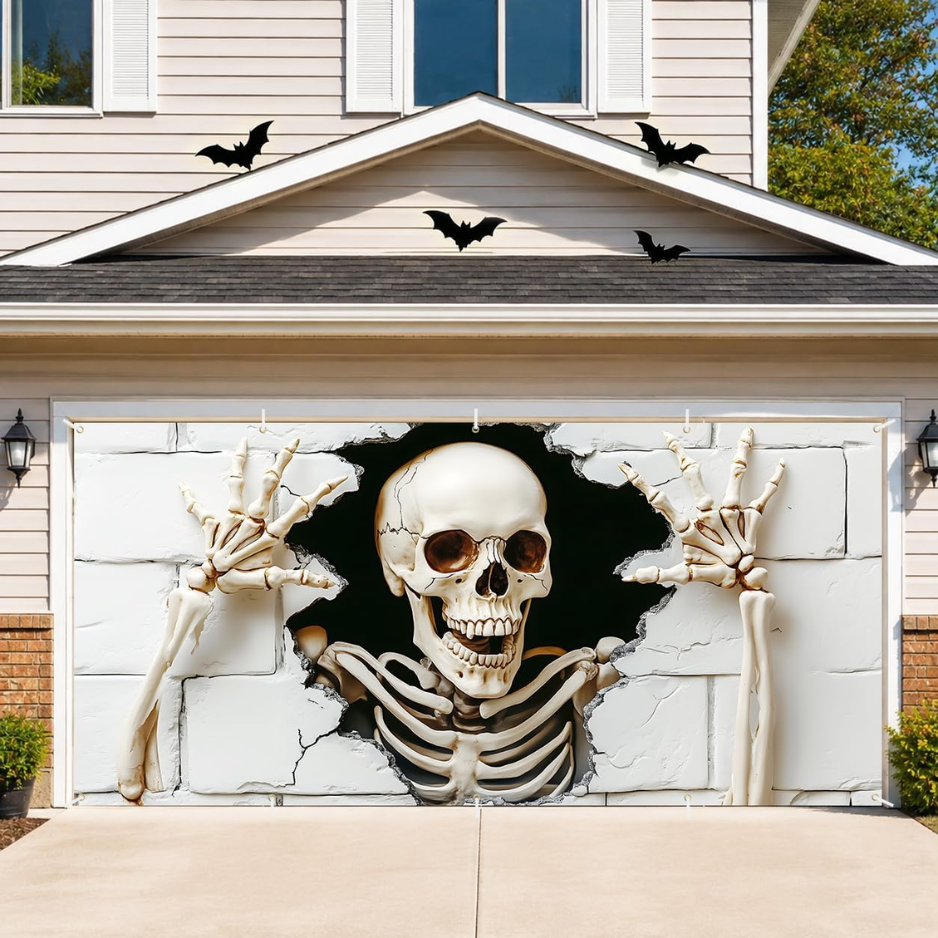 6 X 13 FT Giant Skull Halloween Garage Door Decorations Skeleton Halloween - Image 4