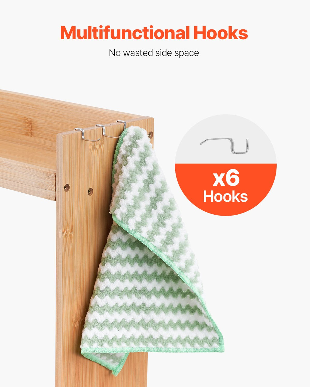 Over The Stove Spice Shelf Rack Kitchen Organizer 32 6x13in Bamboo Hooks - Additional Product View 5