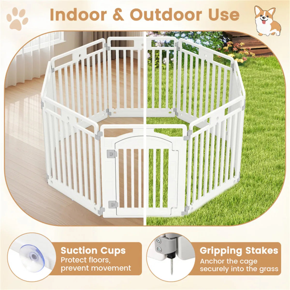 8 Panel HDPE Pet Fence (White) Multiple Configurations - Image 4