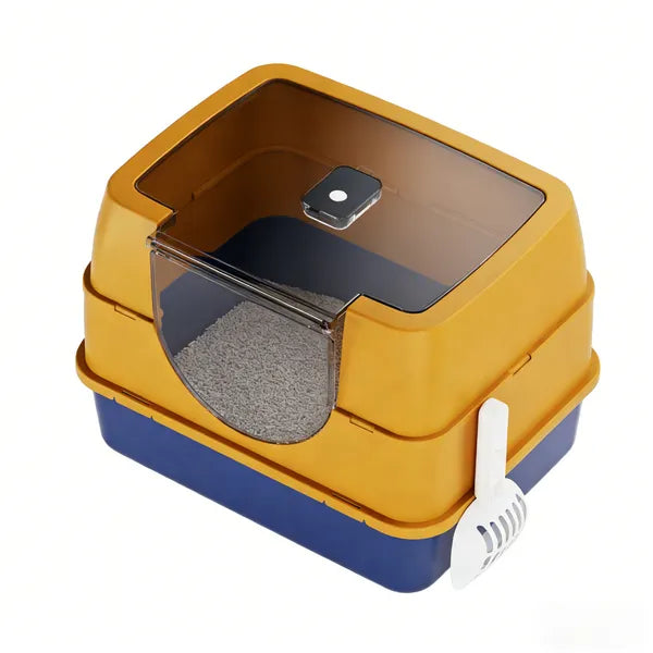 Galaxy Enclosed Orange Cat Litter Box Sealed To Prevent Odors And Sanding - Image 2
