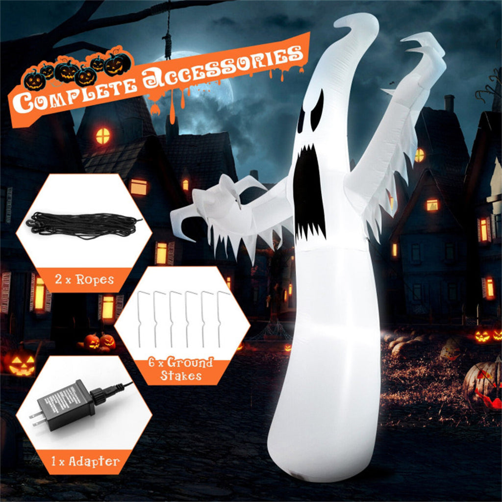 12FT Halloween Inflatable Scary Ghost With Built In LED Lights Blow Up Yard