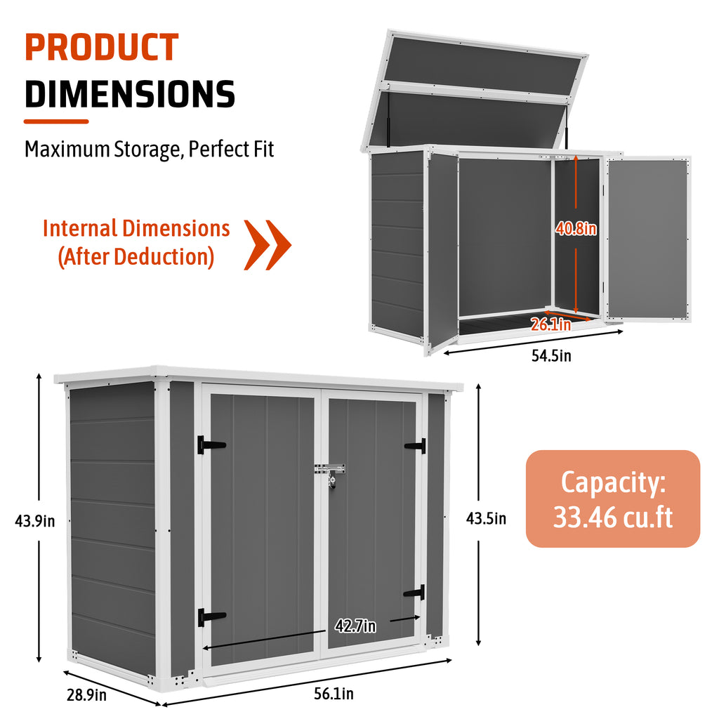 horizontal outdoor storage shed with front ramp product view 3