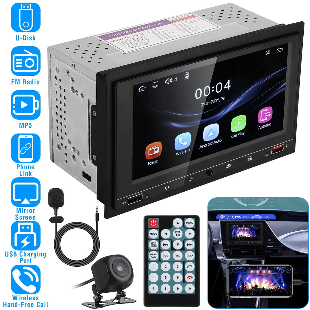 7In Universal Wireless Car MP5 Player 1080P Video Player Stereo Audio FM Radio - Image 3