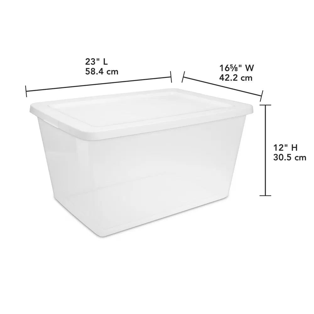 58 Quart Storage Box, Clear Plastic Storage Bin with Snap-on Lid, White, 8 - Magnetic Door Opening Detail