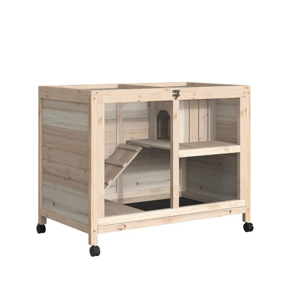 Pet cage /Wood Rabbit Hutch Natural ( Amazon Shipping)(Prohibited by WalMart)