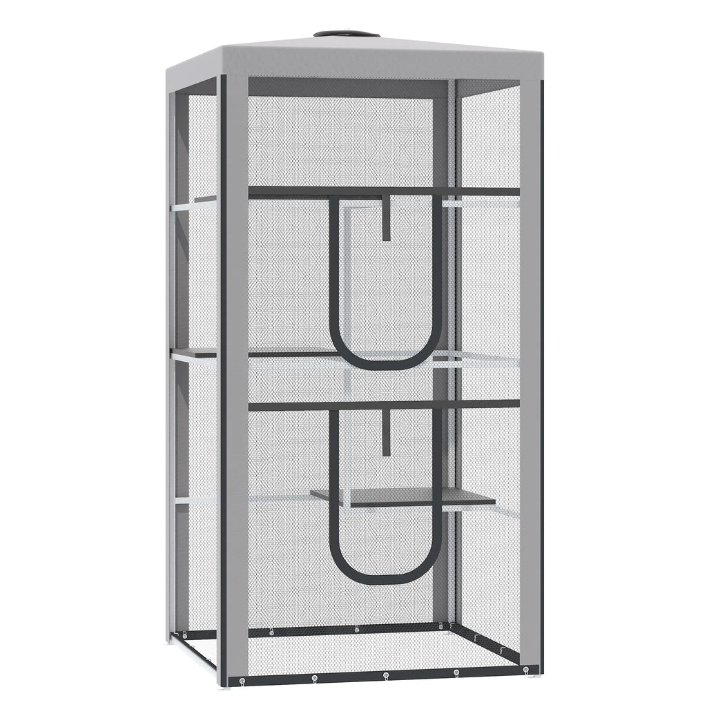 79" Cat Cage Large Outdoor Kitten House Indoor Cage Pet Kennel Playpen with 3