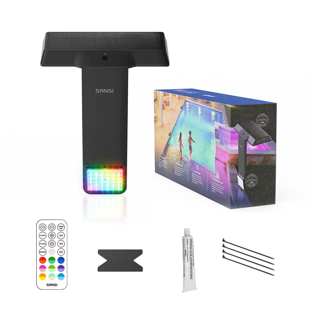SANSI Solar Poolside RGB Light With Remote Rechargeable IP68 Waterproof Pool - Image 4