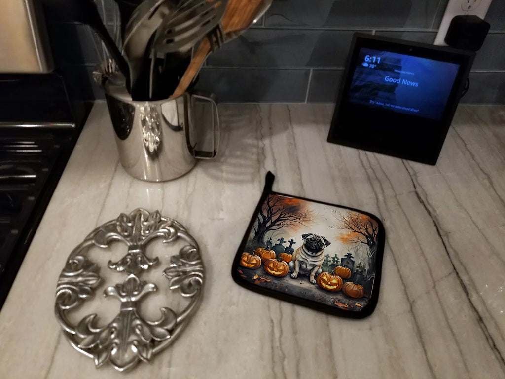 Fawn Pug Spooky Halloween Pair of Pot Holders Kitchen Heat Resistant Pot - Image 2