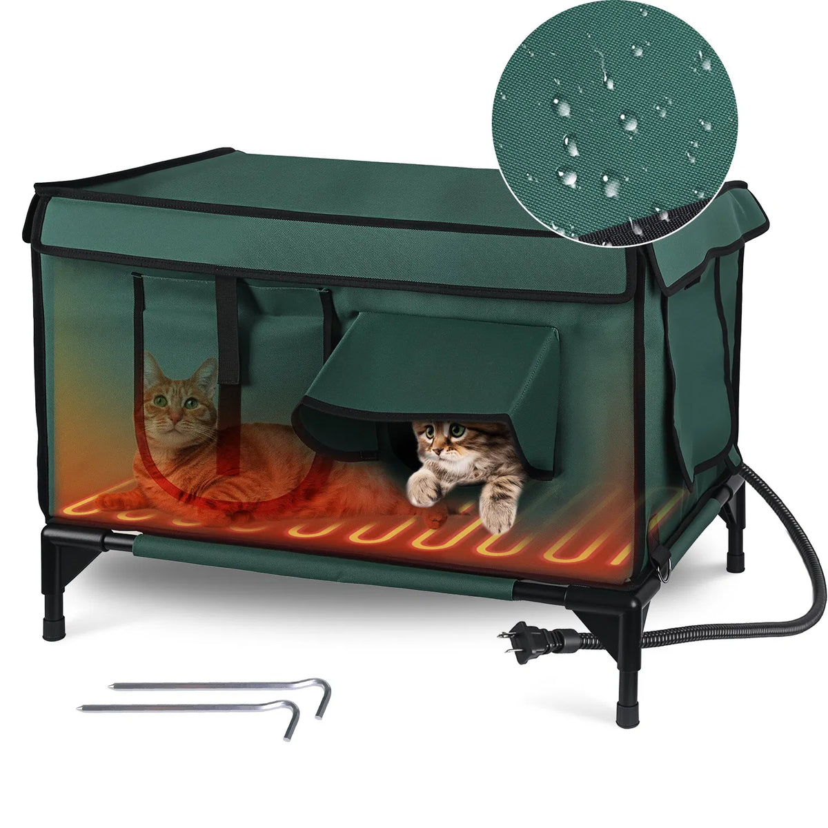 Waterproof Heated Cat House Outdoor Weatherproof Insulated Kitty Shelter Feral - Image 4